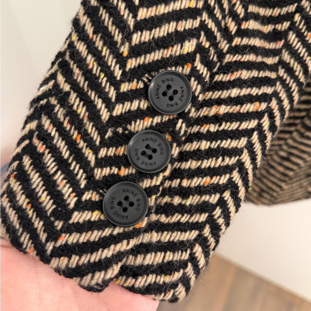 Wool Blend Herringbone Patterned Wool Coat - image 3